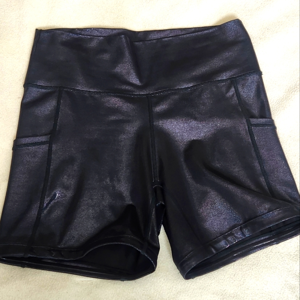 Constantly Varied Gear Metallic Black High‑Waist Bike Shorts- 5" Inseam